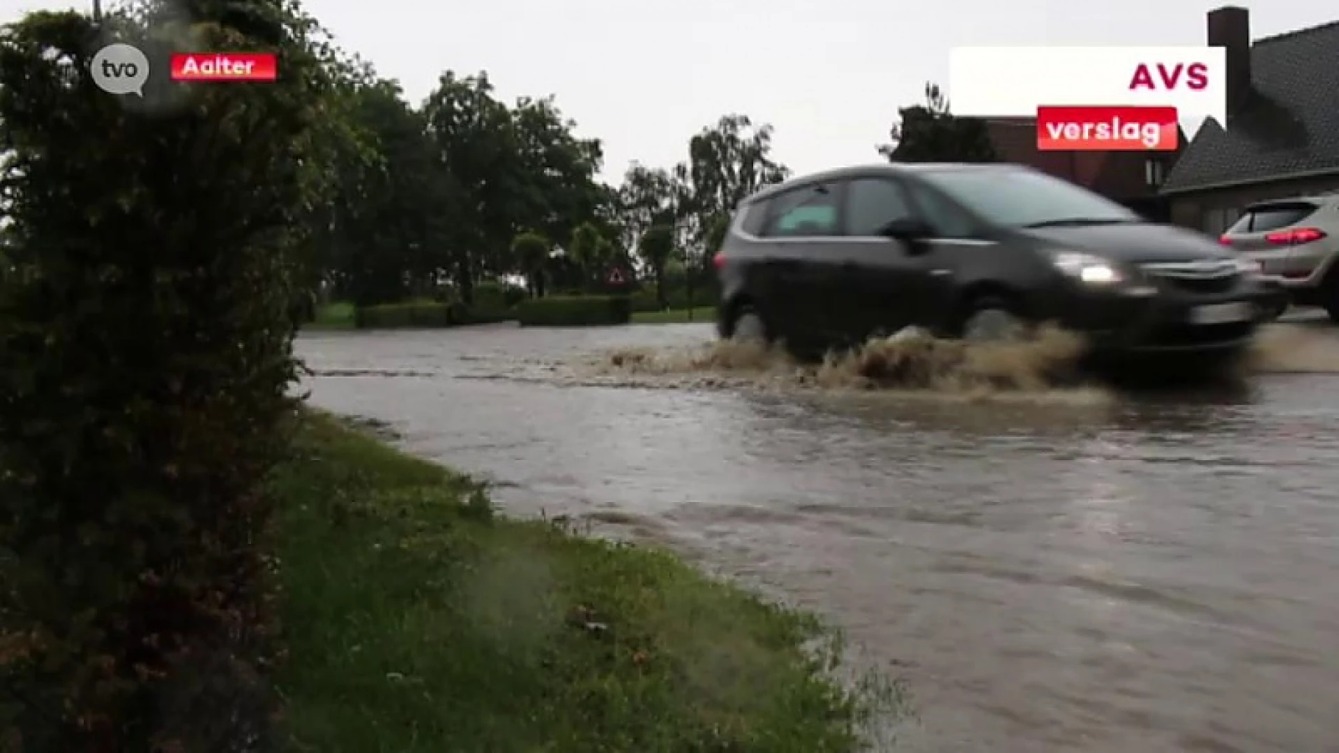 Wolkbreuk zet Aalter onder water