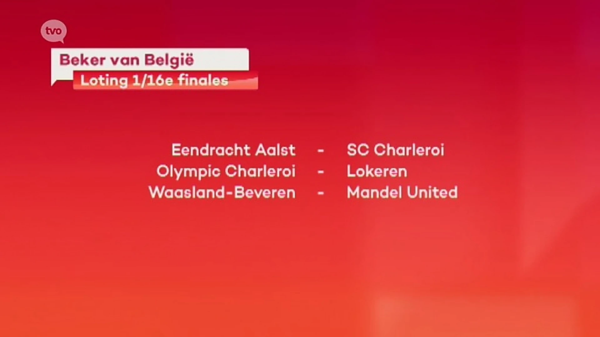 Steekploegen kennen tegenstander in 16de finales Beker van België