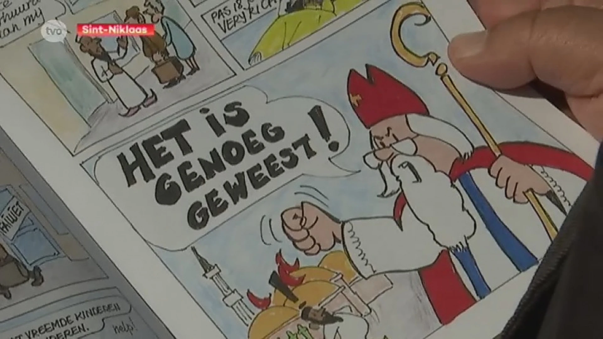 Stripboekje waarin Sinterklaas klaagt over de opmars van de islam in Sint-Niklaas