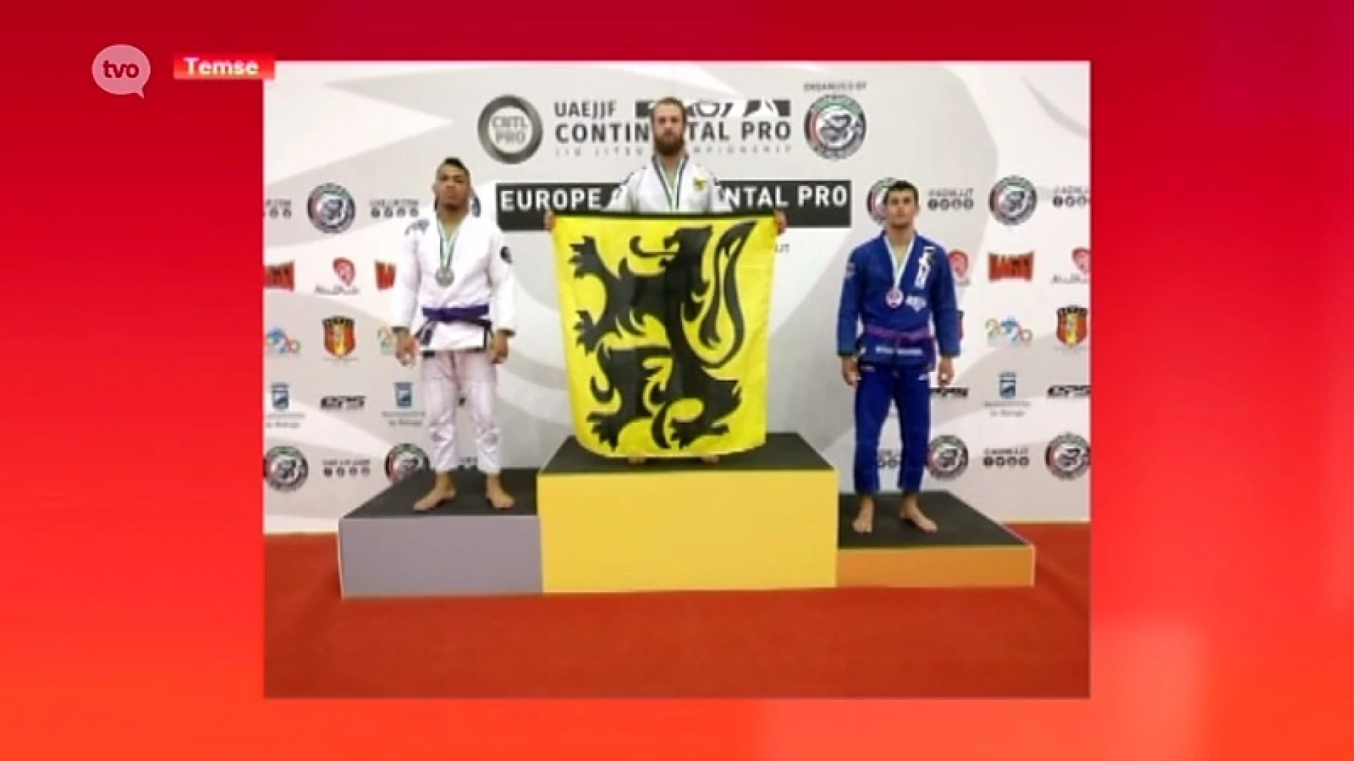 Temsenaar wordt Europees kampioen Jiu-Jitsu en haalt Vlaamse vlag boven tijdens podiumceremonie