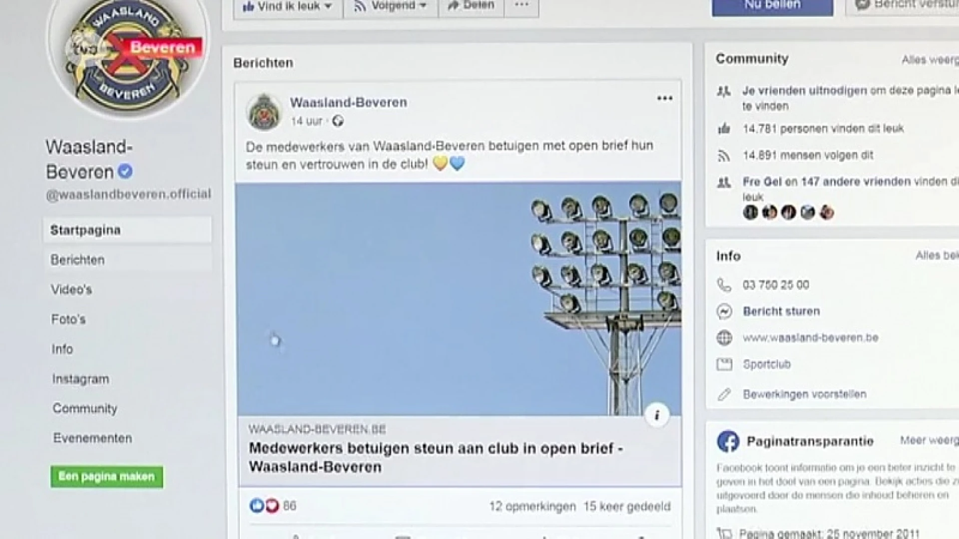 Medewerkers Waasland-Beveren benadrukken onschuld club in open brief