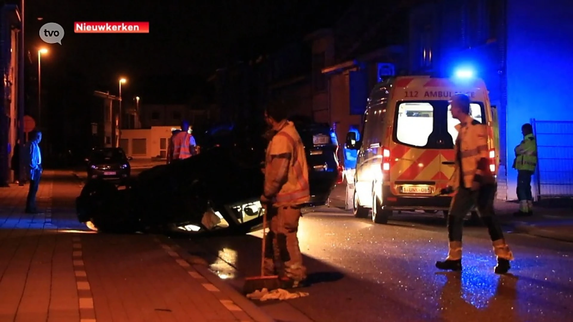 Jongeman komt met de schrik vrij na buiteling met auto in Nieuwkerken