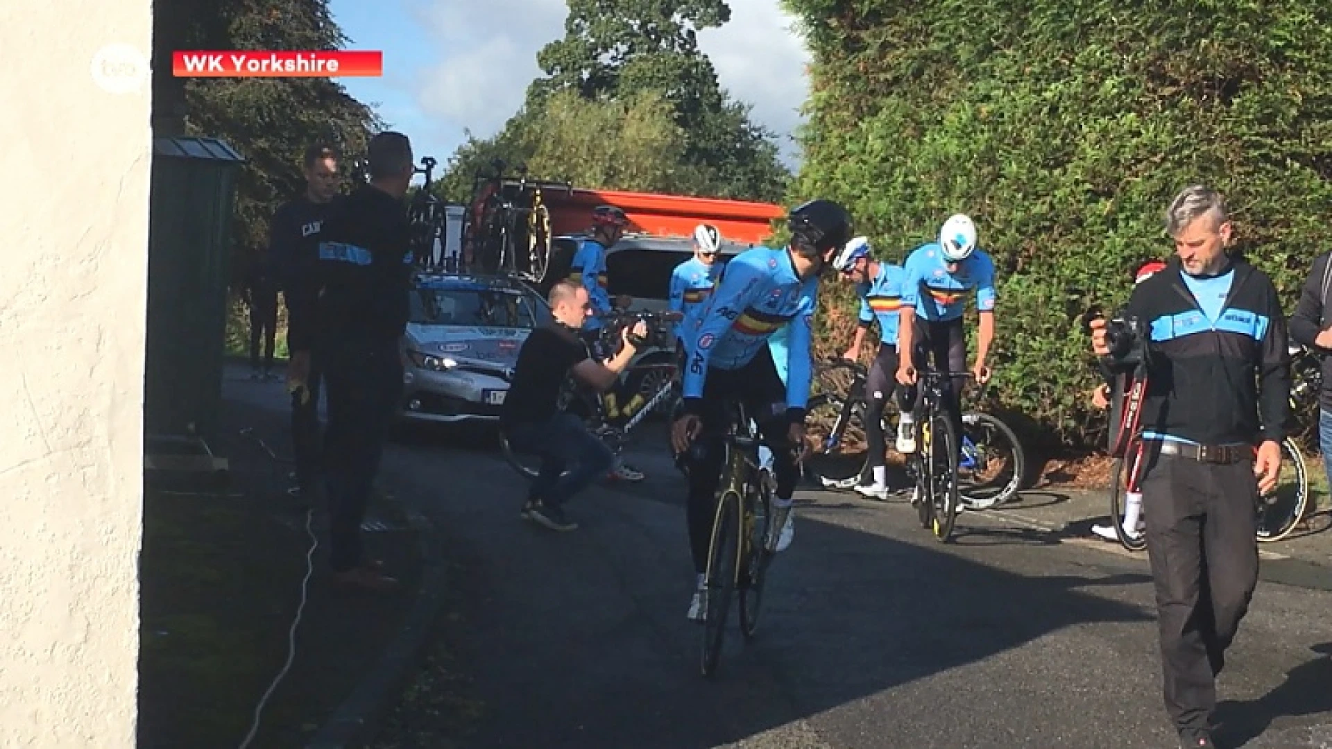 Van Avermaet en Naesen verkennen parcours WK Wielrennen in Yorkshire