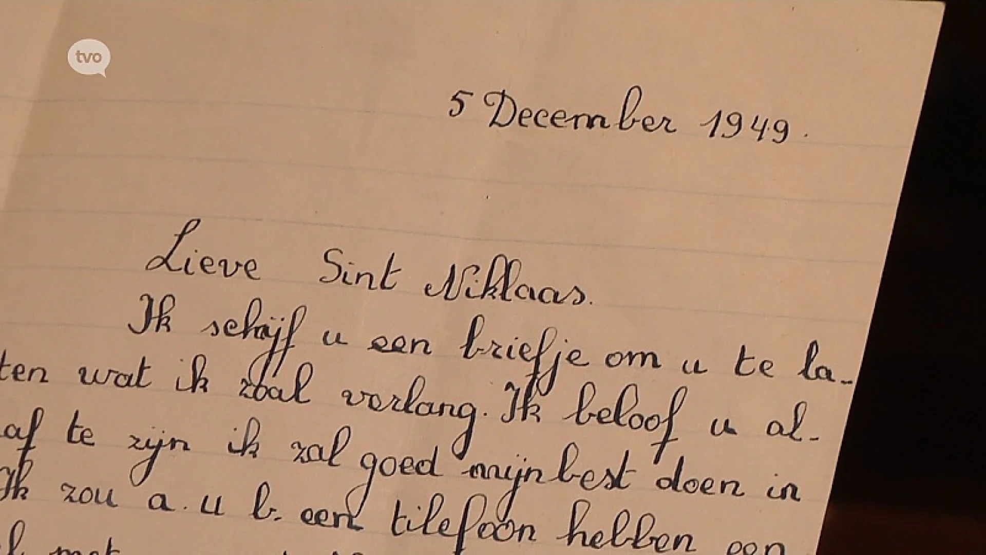 Brief aan Sinterklaas uit 1949: "Sint Niklaas, ik zal voor alles zorg dragen"