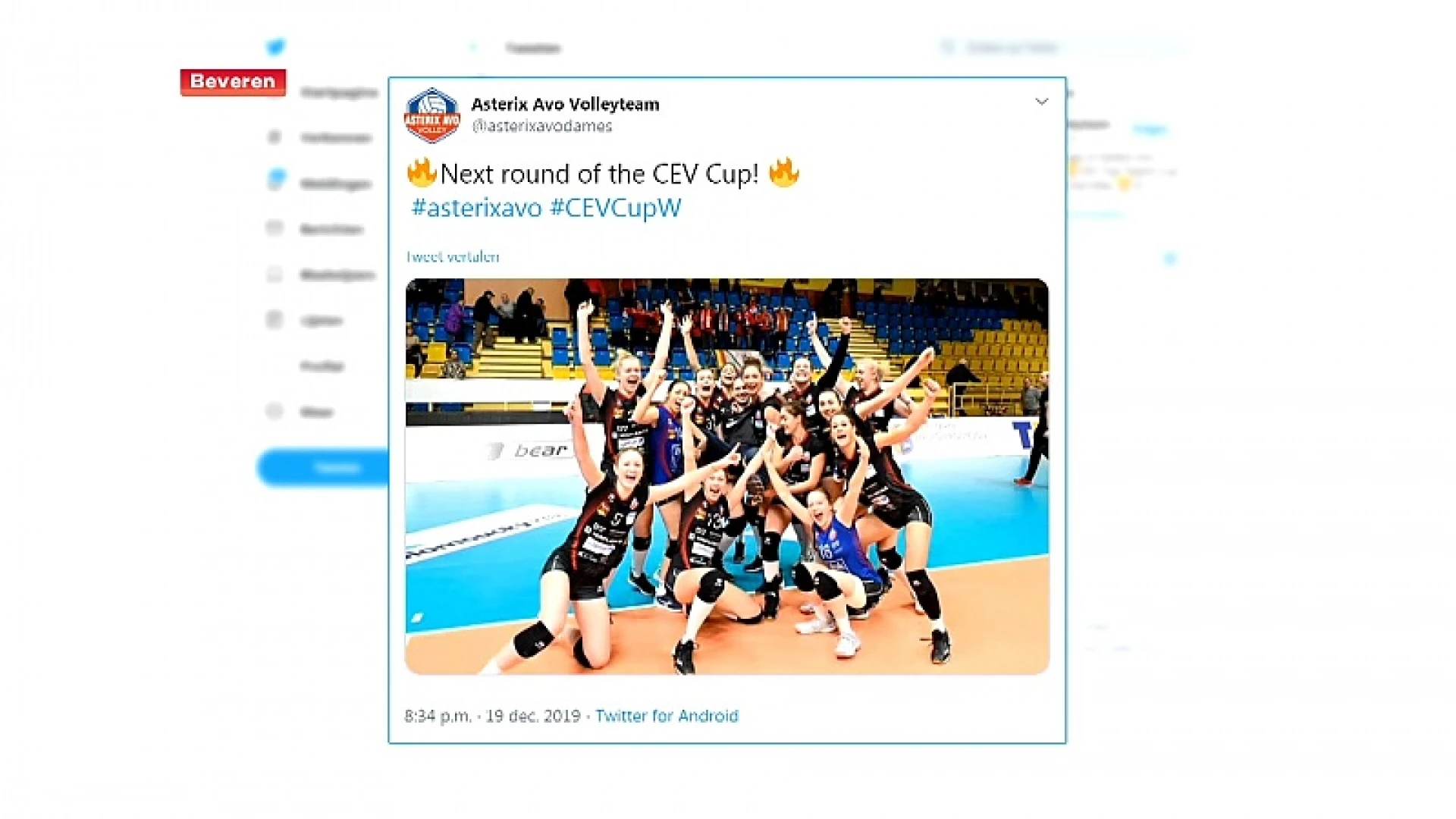 Asterix Avo vs. Oostende in achtste finales CEV-cup