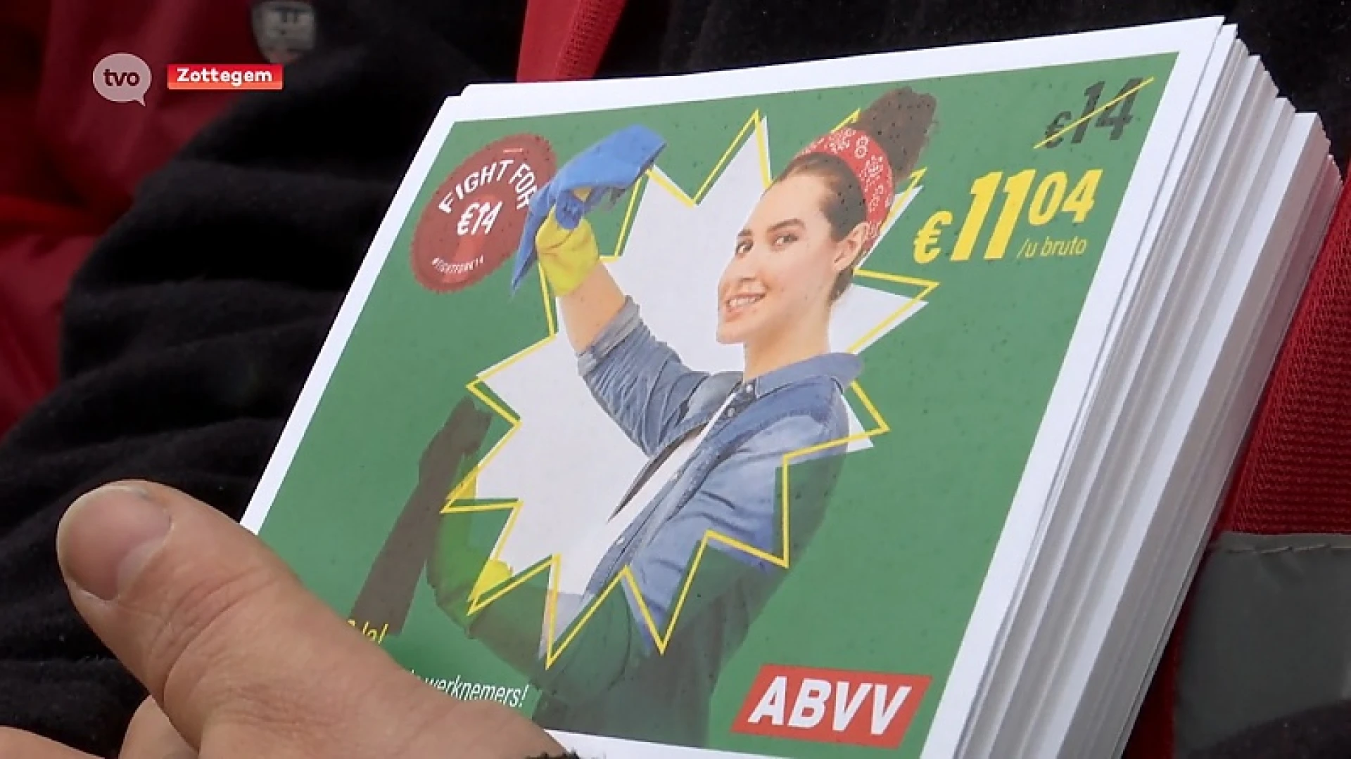 ABVV voert actie in Zottegem voor brutoloon van 14 euro per uur