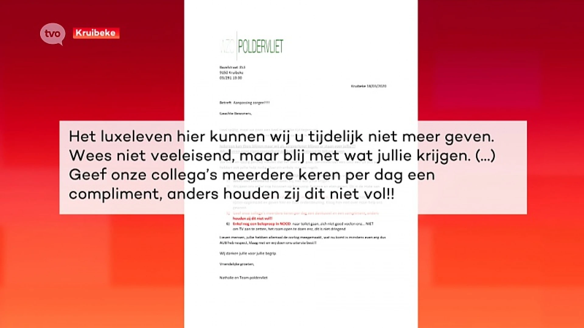 Woonzorgcentrum Kruibeke maakt uitschuiver: "Dit is zoals de oorlog, gedaan met jullie luxeleven"