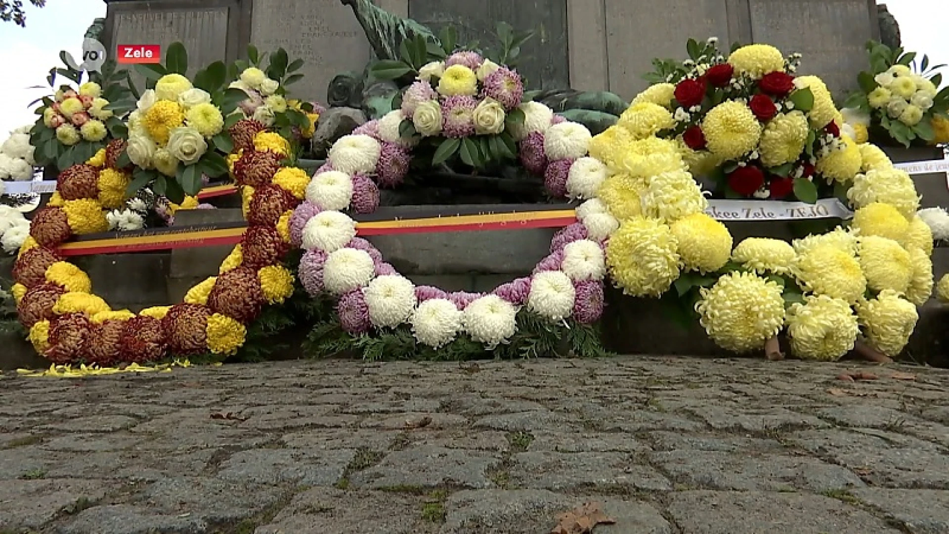 Wapenstilstand; ook bloemenhulde aan oorlogsmonument in Zele