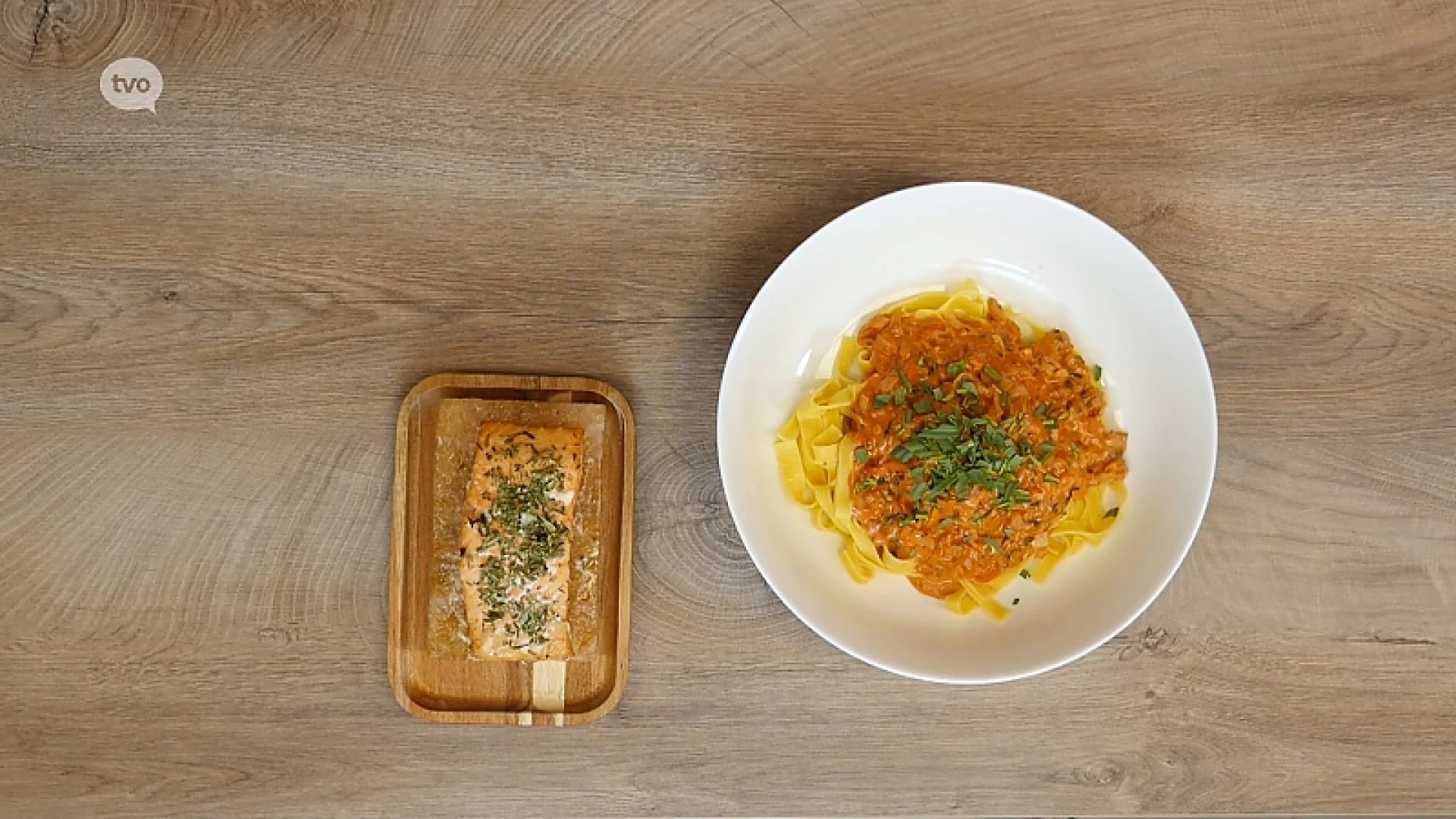 Koken - AFL 7 - Tagliatelli met zalm, gebakken op zoutsteen