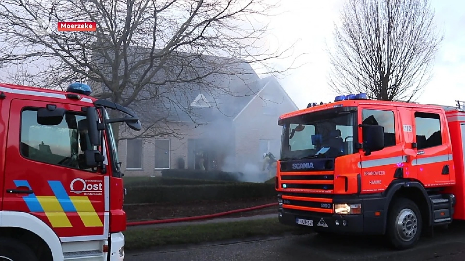 Brandweer rukt uit op kerst voor woningbrand in Moerzeke