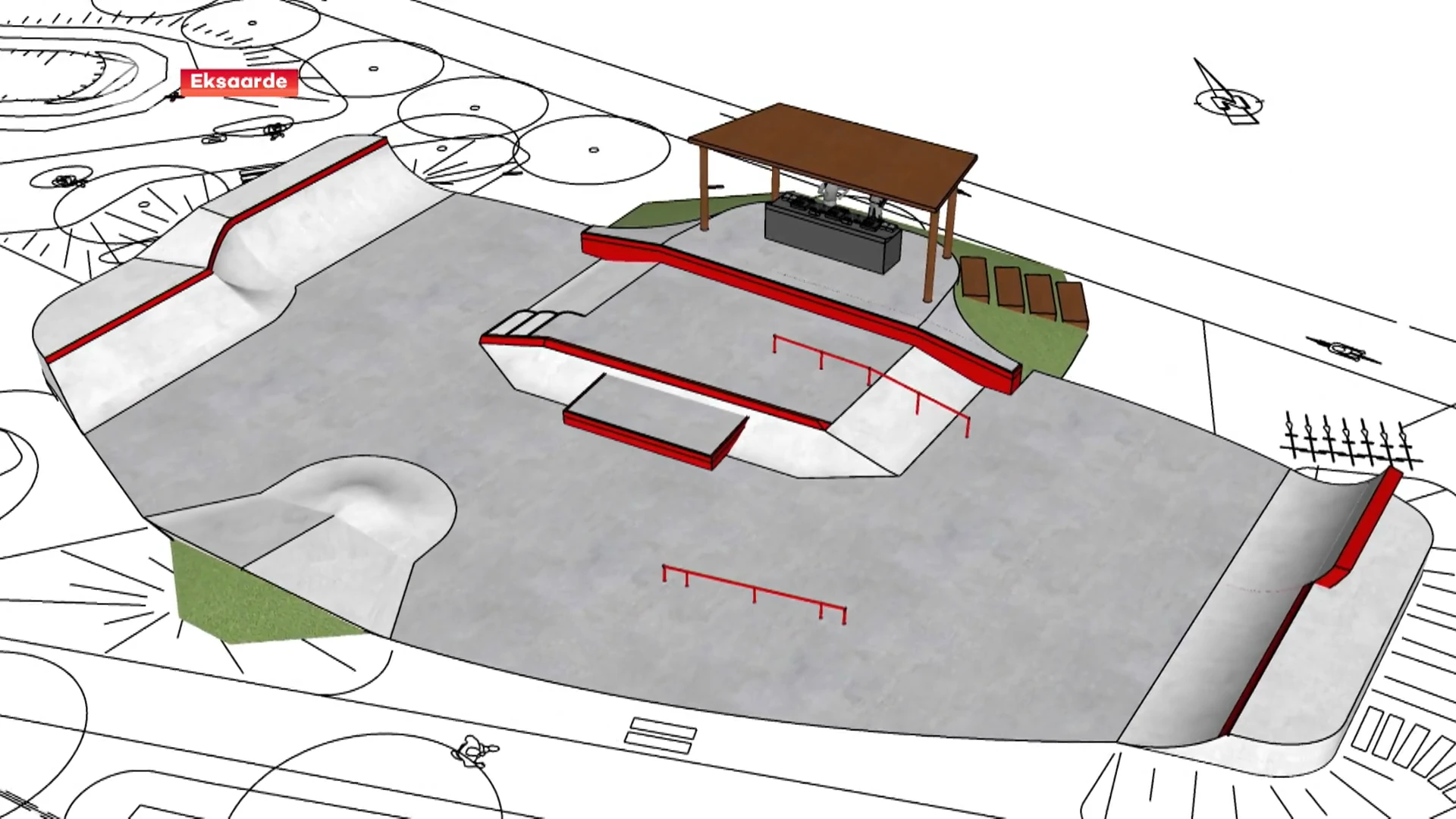 Nieuw skatepark en permanente DJ-booth op dorpsplein Eksaarde