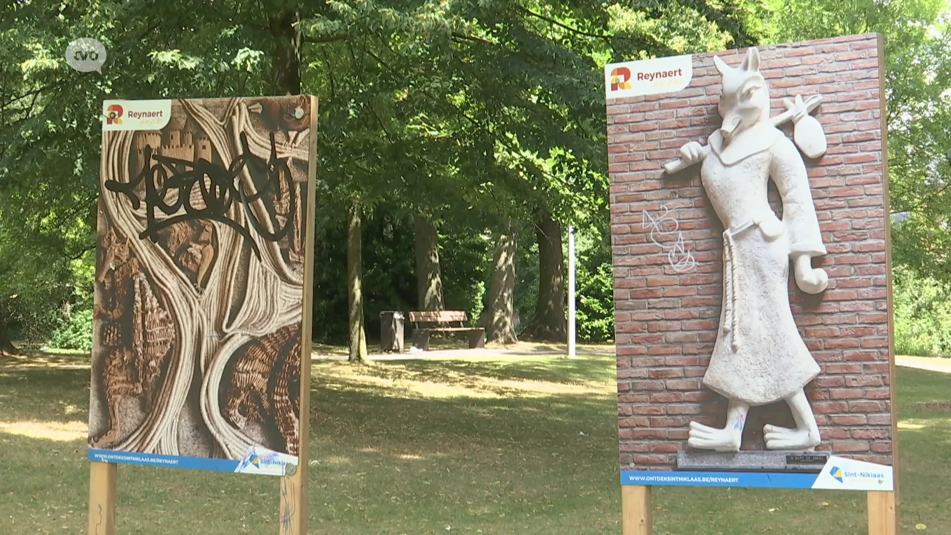 Vandalen bekladden foto-tentoonstelling rond Reynaert in park Sint-Niklaas