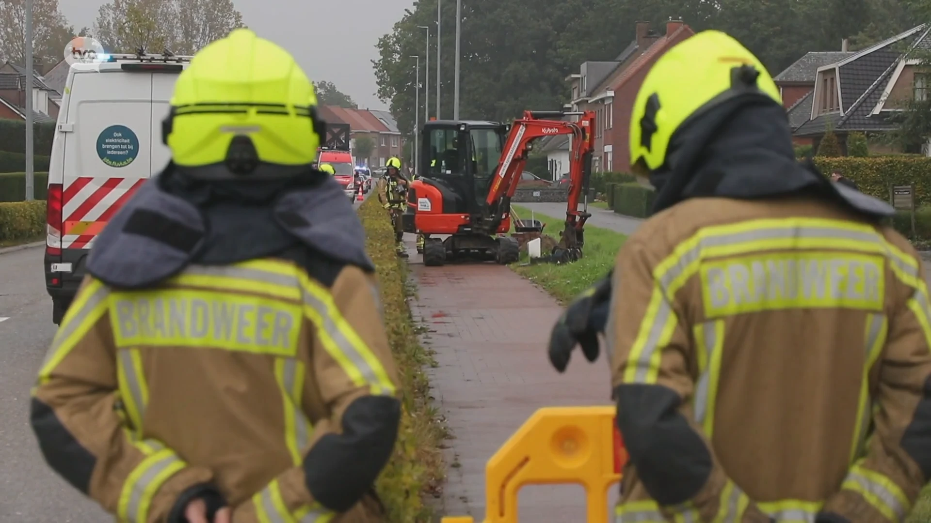 Gaslek in Steendorp door graafwerken op het fietspad in Kapelstraat