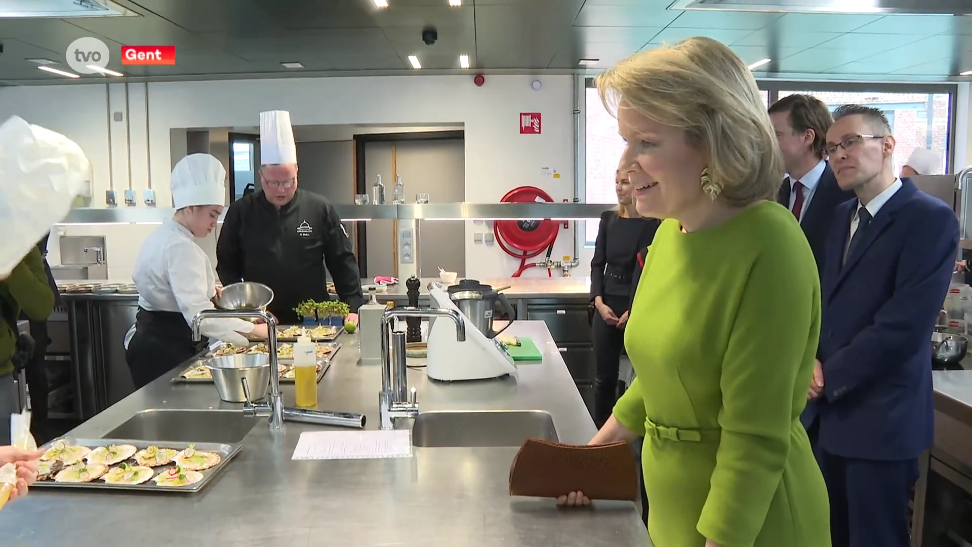 Koningin Mathilde komt lunchen in Gent voor verjaardag van Hotelschool