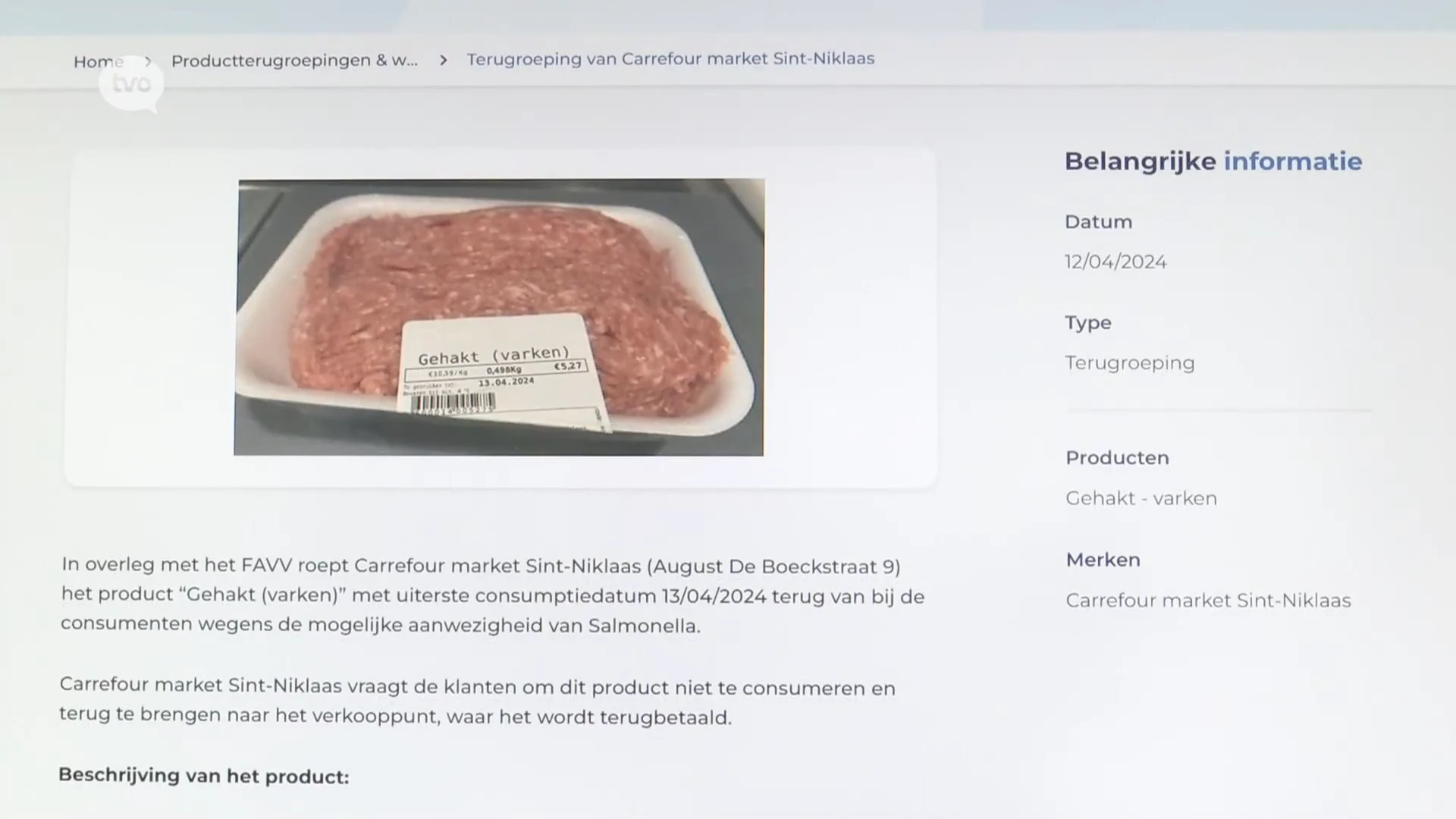 FAVV riep vorig jaar 254 producten terug, deze week nog een portie gehakt van bij Carrefour in Sint-Niklaas