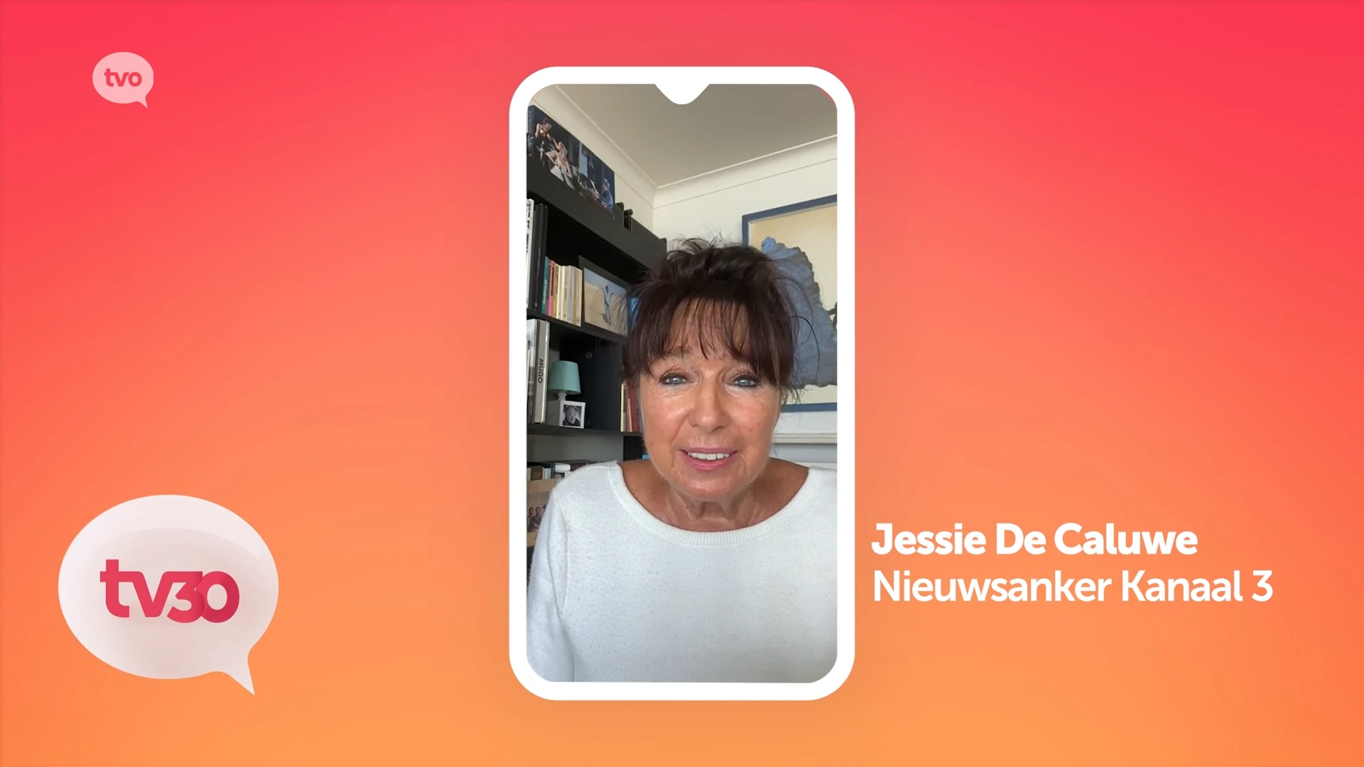 Eerste nieuwsanker van TV Oost Jessie De Caluwe wenst TV Oost een gelukkige 30ste verjaardag!