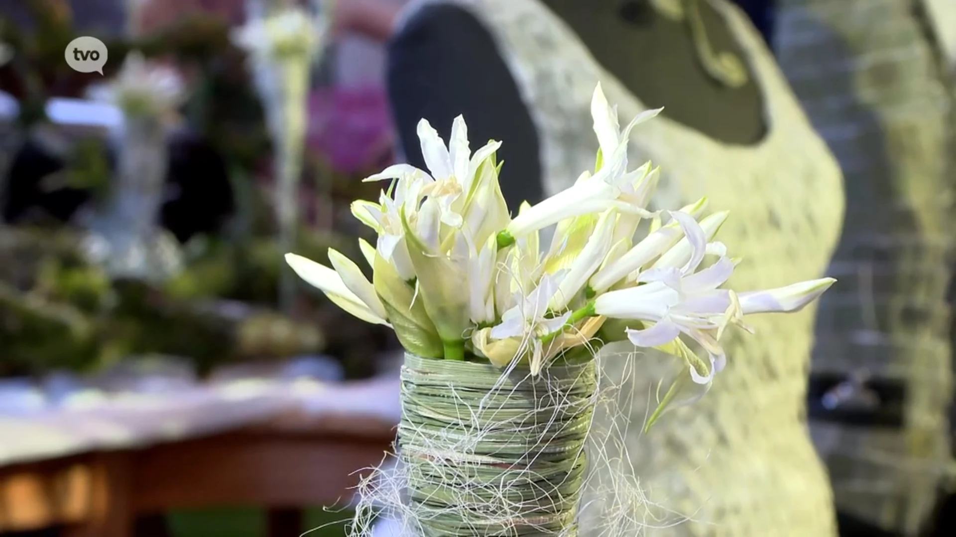 Bloemen en sierstukken in zalen van stadhuis Dendermonde, vierde editie Féerie Florale loopt nog het hele weekend