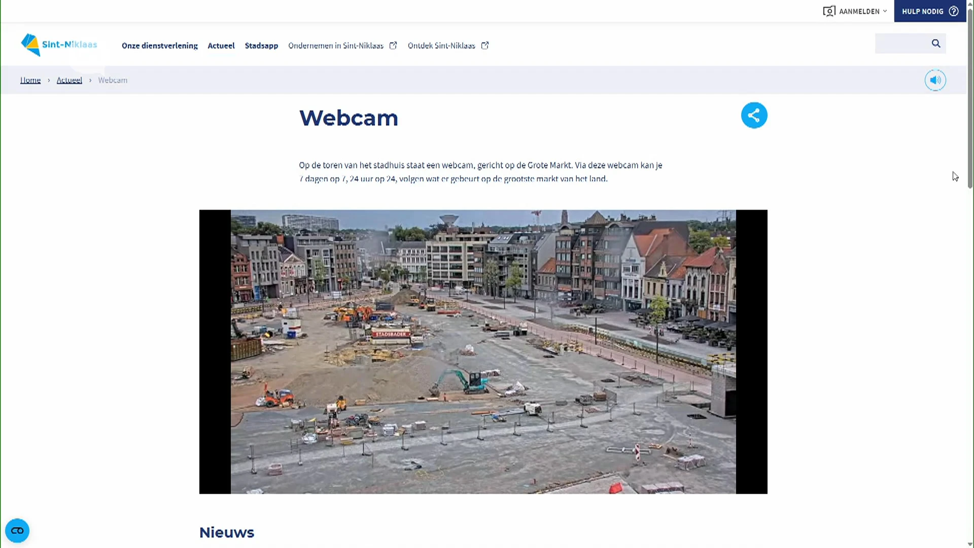 Werkzaamheden Grote Markt beter te volgen dankzij nieuwe webcam in Sint-Niklaas