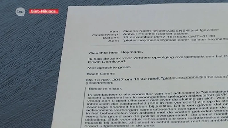 Actiecomité tegen asbeststort schrijft minister Geens aan