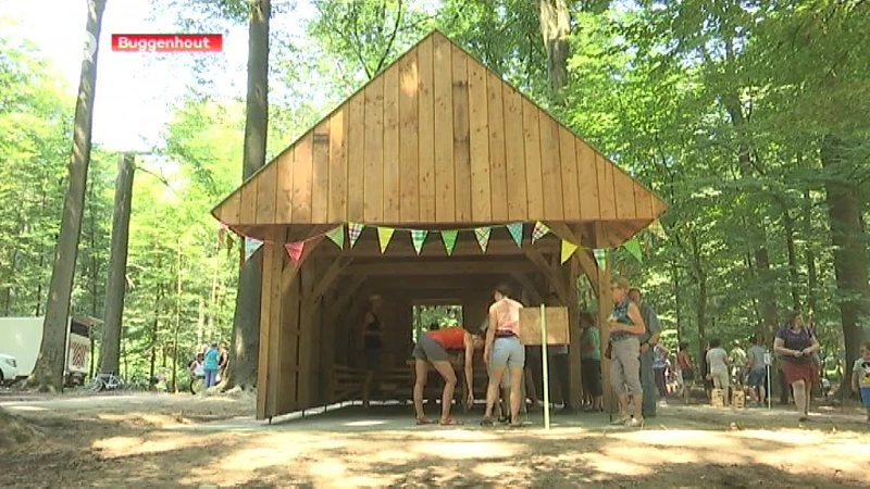 Opening nieuwe schuilhut op de Konijnenberg Buggenhoutbos