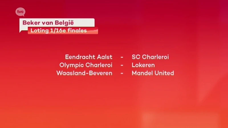 Steekploegen kennen tegenstander in 16de finales Beker van België