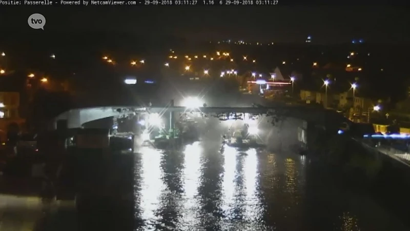 Einde van de oude ''passerelle'' over Schelde in Wetteren