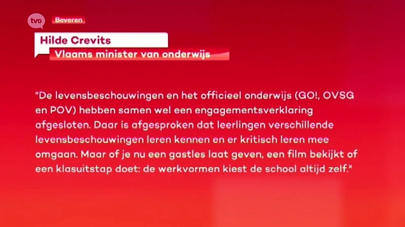 Hilde Crevits (CD&V): "Scholen bepalen zelf hoe ze de lessen levensbeschouwing invullen"