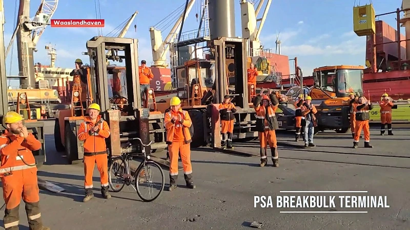 Coronavirus - Ook havenarbeiders PSA/MPET/ATS brengen eerbetoon aan zorgverleners