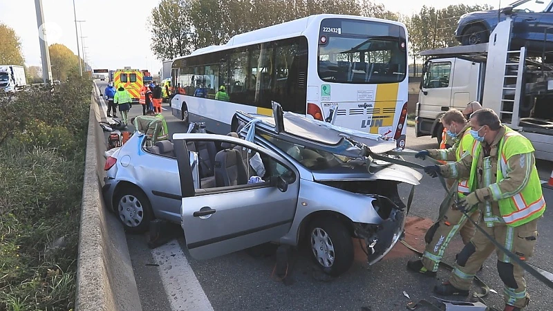 Vrasene: Bestuurder raakt zwaargewond na botsing met lijnbus op E34