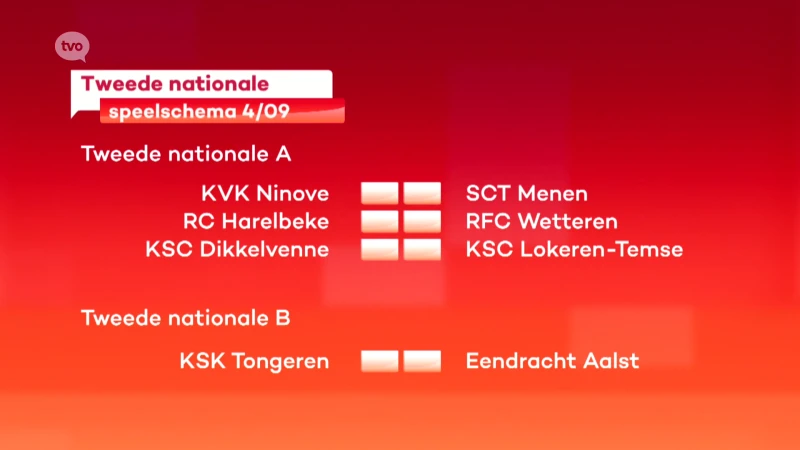 Kalender streekploegen in 2de nationale gekend