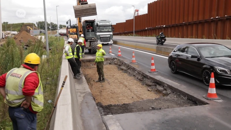 Verzakking E34 ter hoogte van Oosterweelwerf