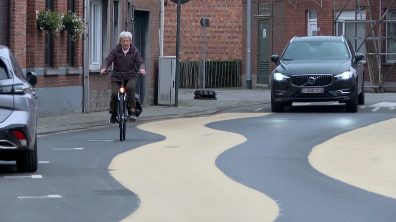 Kronkelende fietssuggestiestroken in Zele vormen leuk beeld op sociale media