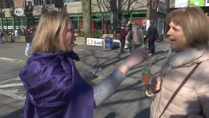 Vrouwenbeweging Collecti.e.f 8 maars voert actie in Sint-Niklaas: "Het federale regeerakkoord treft vrouwen en dat prikt, zoals de cactussen in de Arizonawoestijn"