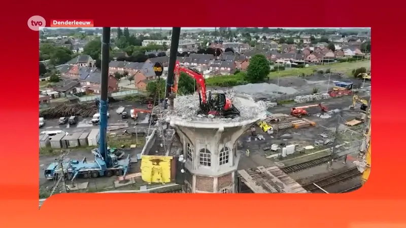 Afbraak watertoren Denderleeuw op schema, treinverkeer hervat dinsdagmorgen