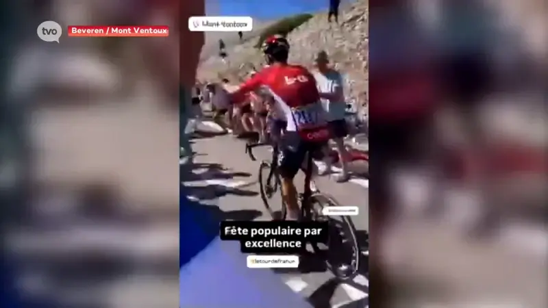 KIJK: Brent Van Moer dolt met supporters op de Mont Ventoux