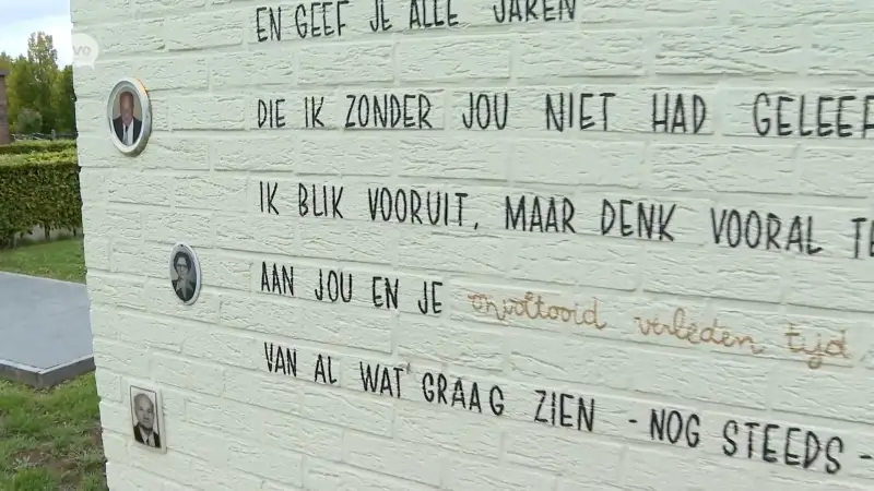 Kyra De Backer schrijft gedicht voor overleden vader op troostmuur van kerkhof in Erembodegem