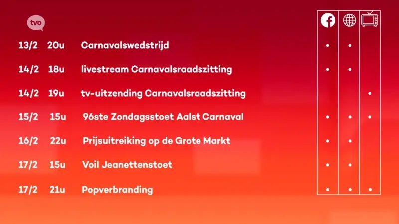 Alle grote carnavalsevenementen in Aalst te volgen op TV Oost of tvoost.be
