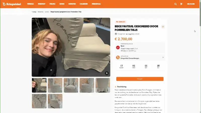 Hoofdafbeelding voor artikel Gesigneerde zetel van Pommelien…